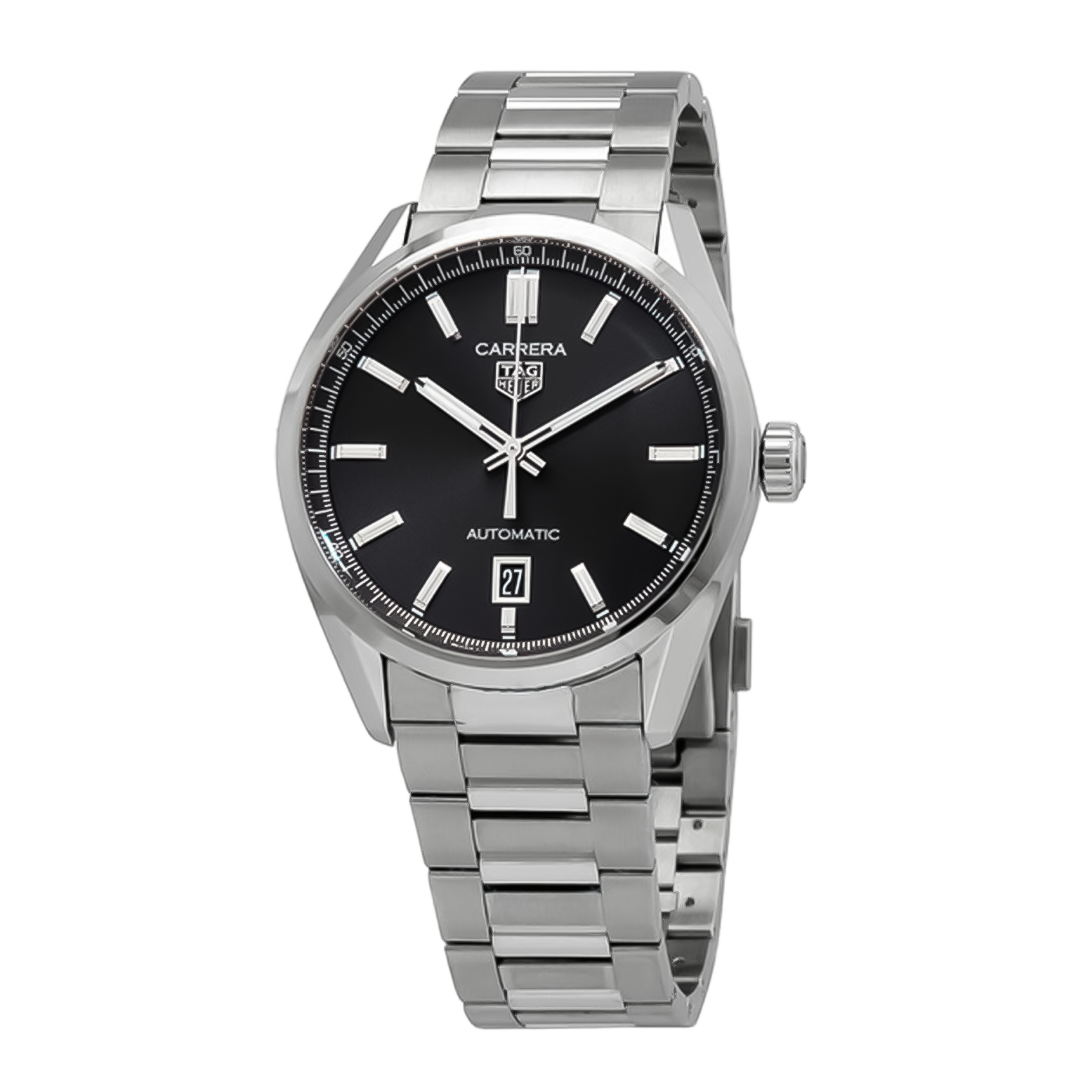 Tag Heuer Carrera Date Black Dial Silver Steel Strap Watch for Men - WBN2110.BA0639