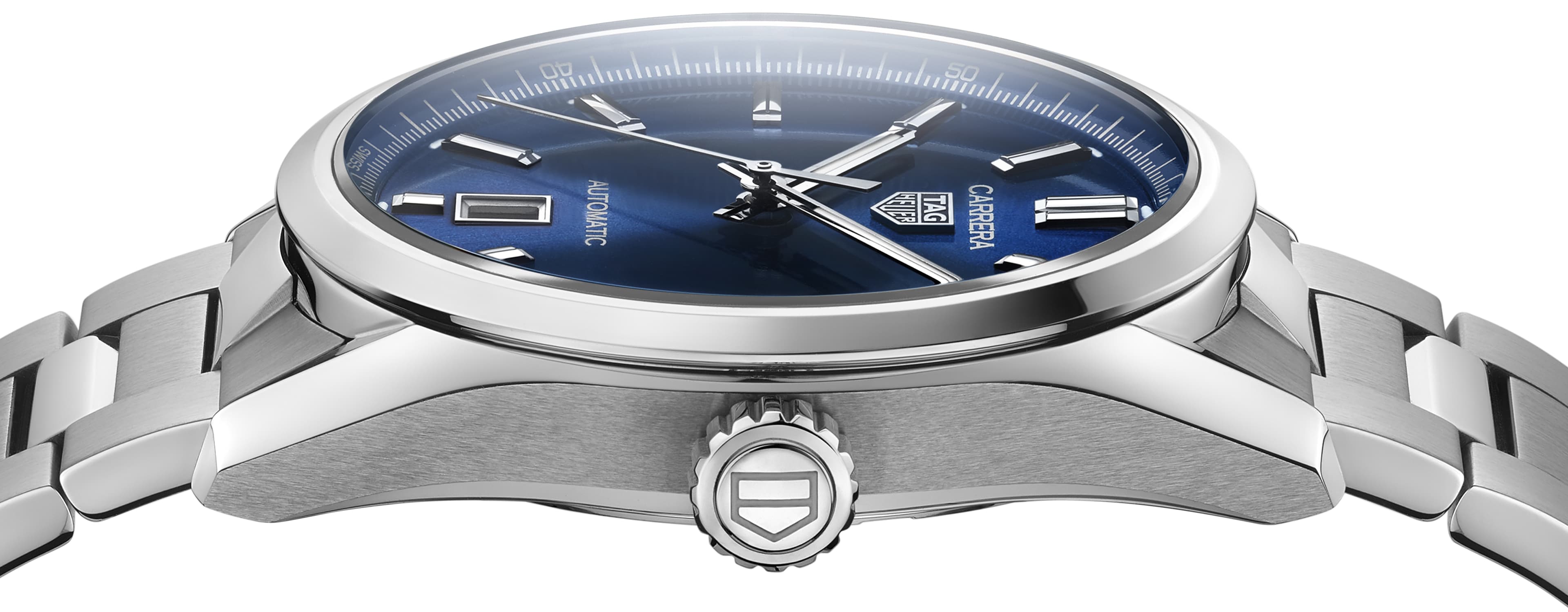 Tag Heuer Carrera Date Blue Dial Silver Steel Strap Watch for Men - WBN2112.BA0639
