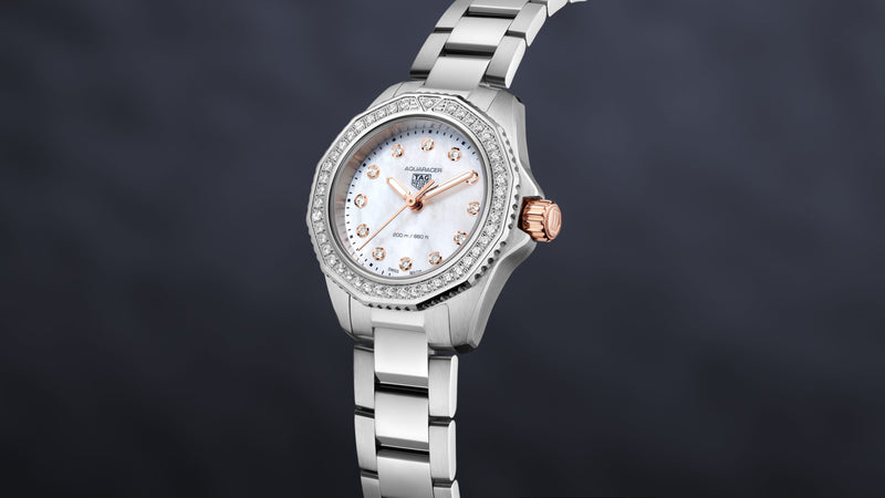 Tag Heuer Aquaracer Professional 200 Quartz Diamonds Mother of Pearl Dial Silver Steel Strap Watch for Women - WBP1451.BA0622 Buy Now By Tag Heuer