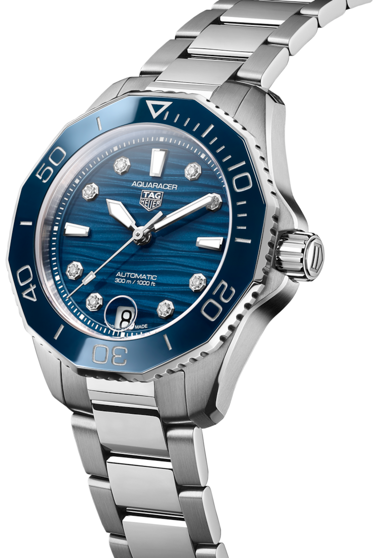 Tag Heuer Aquaracer Professional 300 Automatic Diamonds Blue Dial Silver Steel Strap Watch for Women - WBP231B.BA0618 Buy Now By Tag Heuer