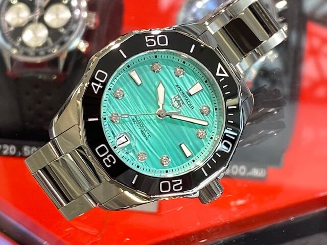 Tag Heuer Aquaracer Professional 300 Automatic Diamonds Green Dial Silver Steel Strap Watch for Women - WBP231K.BA0618 Buy Now By Tag Heuer