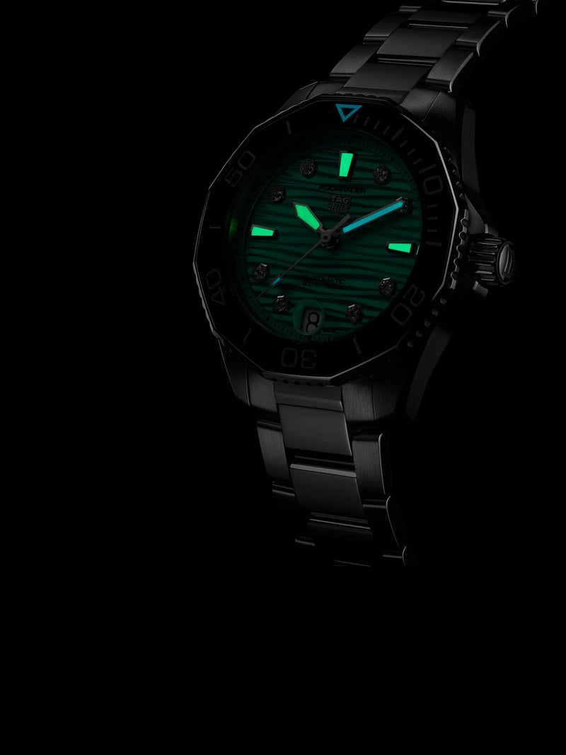 Tag Heuer Aquaracer Professional 300 Automatic Diamonds Green Dial Silver Steel Strap Watch for Women - WBP231K.BA0618 Buy Now By Tag Heuer