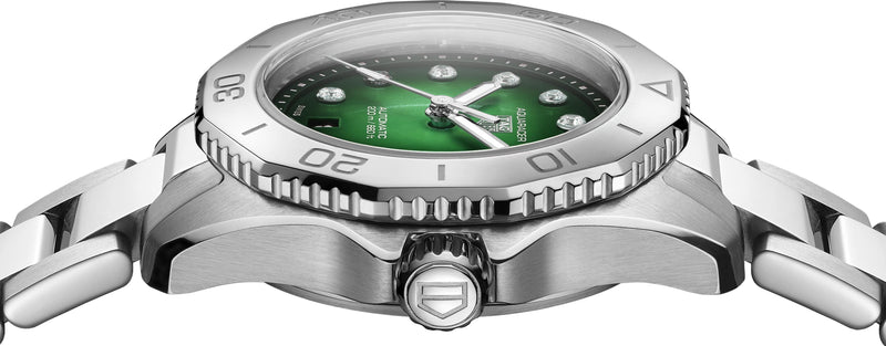 Tag Heuer Aquaracer Professional 200 Automatic Diamond Green Dial Silver Steel Strap Watch for Women - WBP2415.BA0622 Buy Now By Tag Heuer
