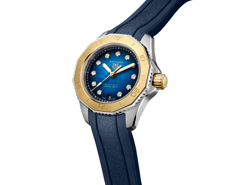 Tag Heuer Aquaracer Professional 200 Automatic Diamonds Blue Dial Blue Rubber Strap Watch for Women - WBP2450.FT6215 Buy Now By Tag Heuer