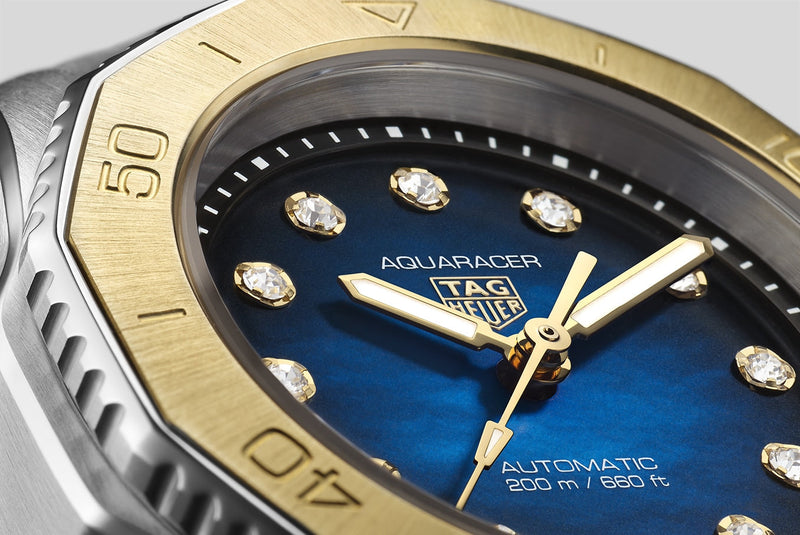 Tag Heuer Aquaracer Professional 200 Automatic Diamonds Blue Dial Blue Rubber Strap Watch for Women - WBP2450.FT6215 Buy Now By Tag Heuer