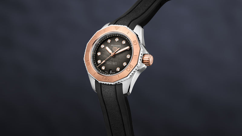 Tag Heuer Aquaracer Professional 200 Automatic Diamonds Black Dial Black Rubber Strap Watch for Women - WBP2451.FT6200 Buy Now By Tag Heuer