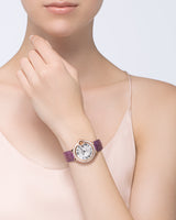 Shop Cartier Ballon Blue De Cartier Diamonds Silver Dial Purple Leather Strap Watch for Women - WJBB0051 in USA