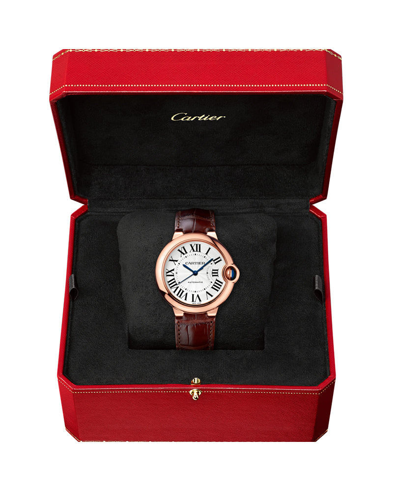 Cartier Ballon Bleu De Cartier White Dial Brown Leather Strap Watch for Women - WGBB0009