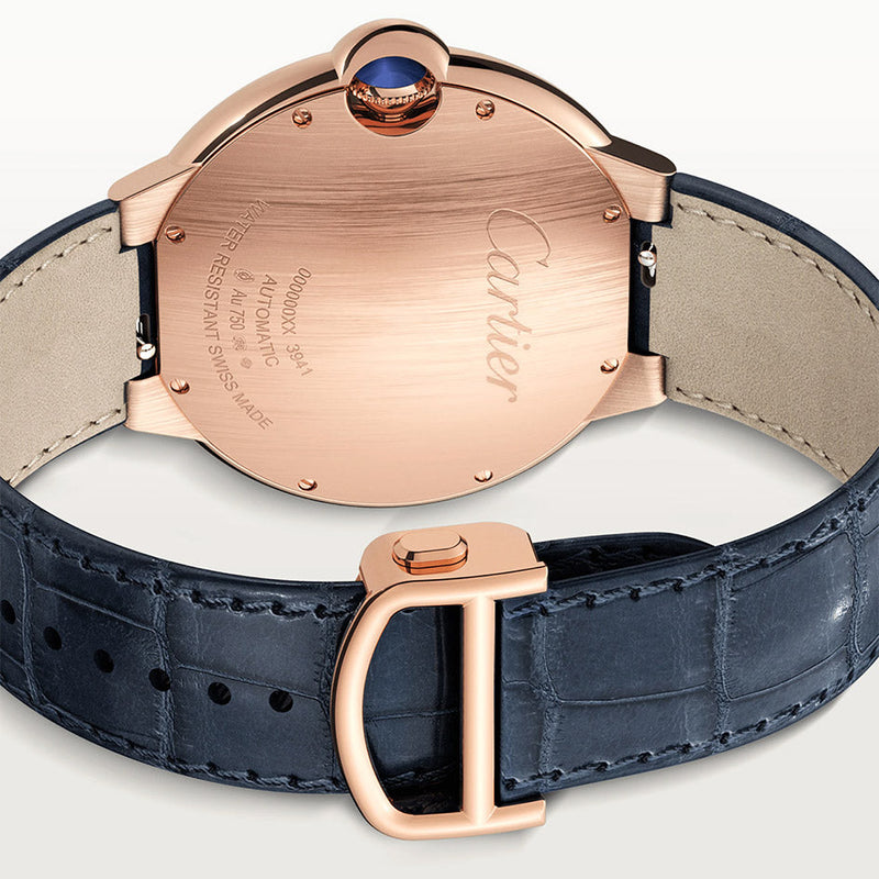 Cartier Ballon Bleu De Cartier Blue Dial Blue Leather Strap Watch for Men - WGBB0036
