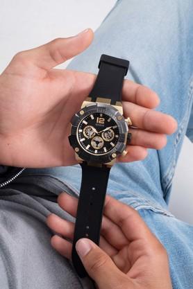 Guess Navigator Chronograph Black Dial Black Rubber Strap Watch for Men - GW0264G3 Buy Now By Guess