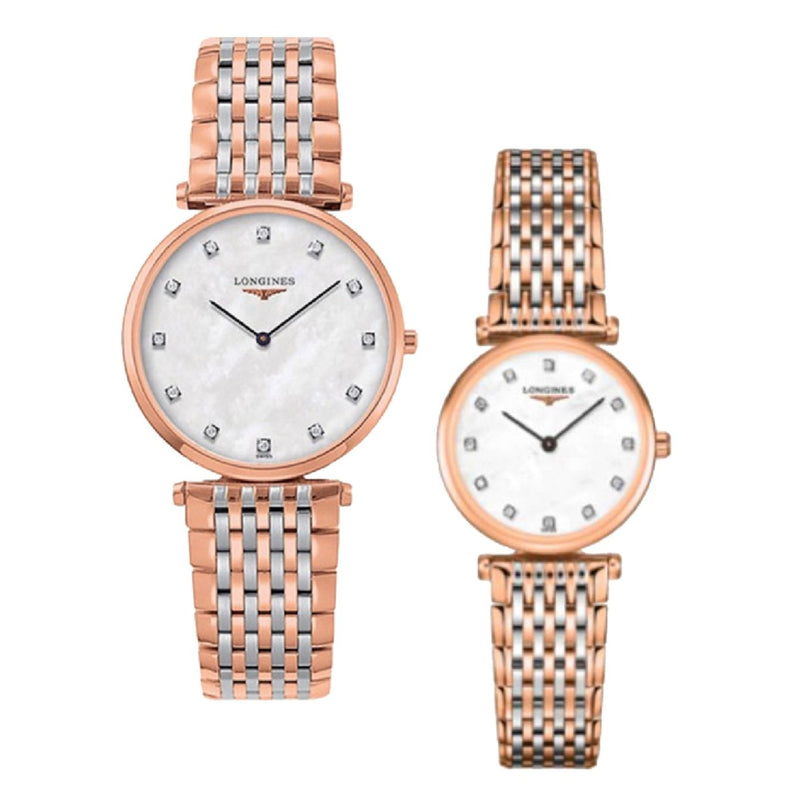 Shop Longines La Grande Classique De Longines Diamonds Mother of Pearl Dial Two Tone Mesh Bracelet Watch for Women - L4.209.1.97.7 in USA