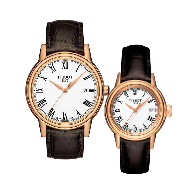 Shop Tissot T Classic Carson White Dial Brown Leather Strap Watch For Men - T085.410.36.013.00 in USA
