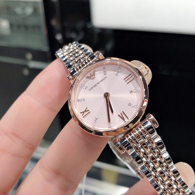 Emporio Armani Gianni T Bar Pink Dial Two Tone Steel Strap Watch For Women - AR11223 Buy Now By Emporio Armani