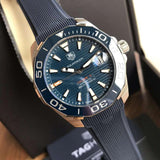 Shop Tag Heuer Aquaracer Calibre 5 Blue Dial Blue Silicone Strap Watch for Men - WAY211C.FT6155 in USA