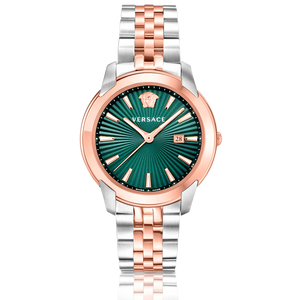 Versace V-Urban Green Dial Two Tone Steel Strap Watch for Men - VELQ00619