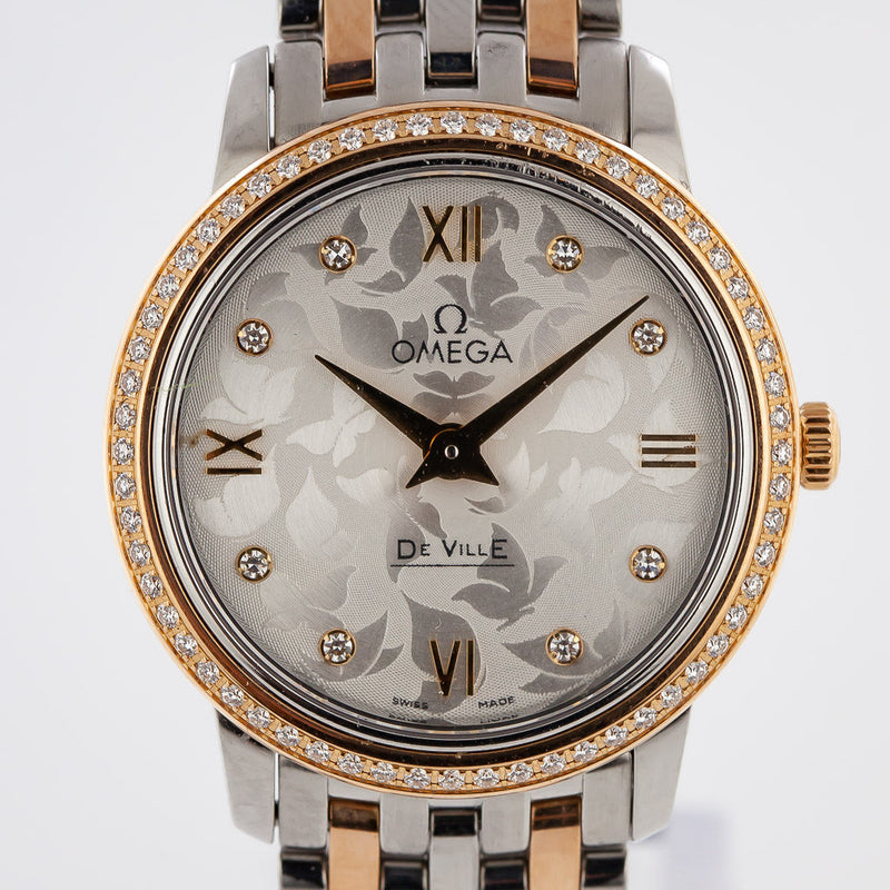Shop Omega De Ville Prestige Quartz Diamonds Silver Dial Two Tone Steel Strap Watch for Women - 424.25.27.60.52.001 in USA