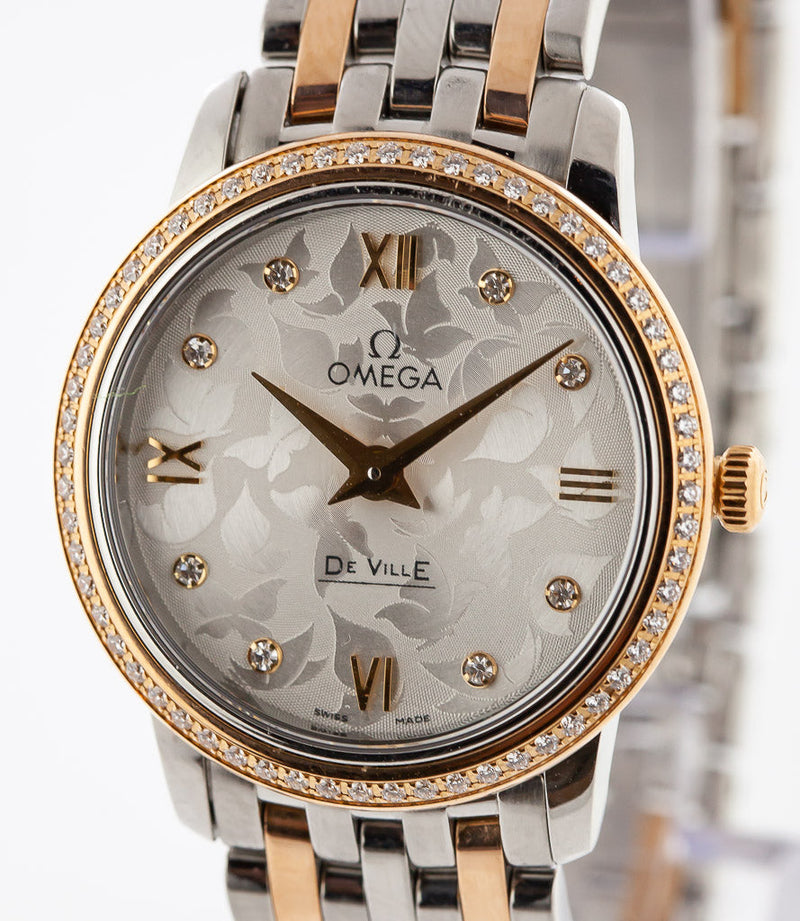 Shop Omega De Ville Prestige Quartz Diamonds Silver Dial Two Tone Steel Strap Watch for Women - 424.25.27.60.52.001 in USA