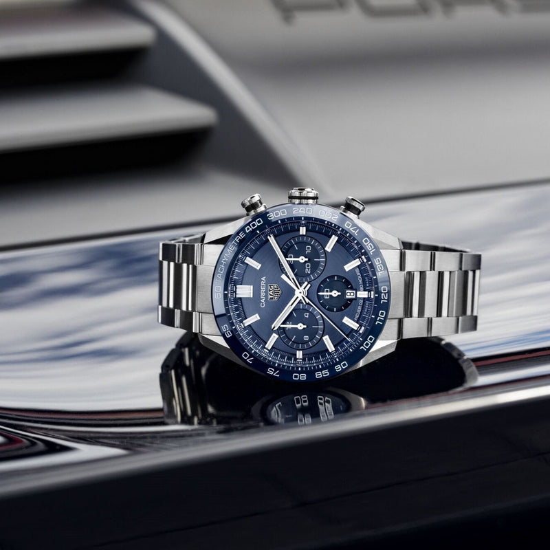 Tag Heuer Carrera Chronograph Blue Dial Silver Steel Strap Watch for Men - CBN2A1A.BA0643