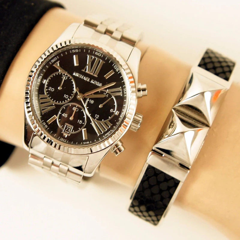 Michael Kors Runway Chronograph Black Dial Silver Steel Strap Watch For Women - MK5708 Buy Now By Michael Kors