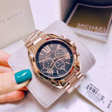 Michael Kors Bradshaw Black Dial Rose Gold Steel Strap Watch for Women - MK5854 Buy Now By Michael Kors