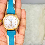 Burberry Heritage Gold Dial Blue Leather Strap Watch for Women - BU9112 Buy Now By Burberry