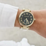 Michael Kors Skylar Black Dial Gold Steel Strap Watch for Women - MK5989 Buy Now By Michael Kors
