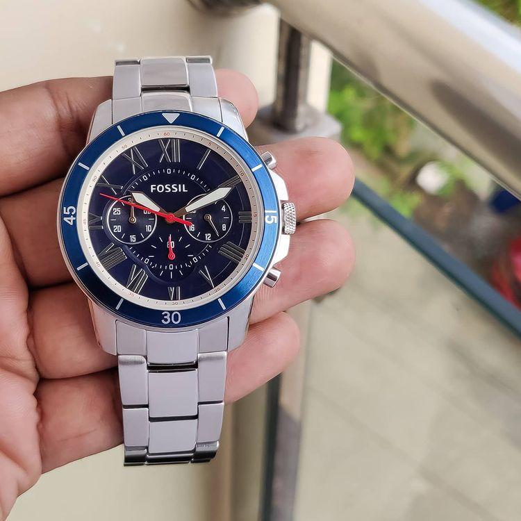 Fossil Grant Sport Chronograph Blue Dial Silver Steel Strap Watch for Men - FS5238 Buy Now By Fossil