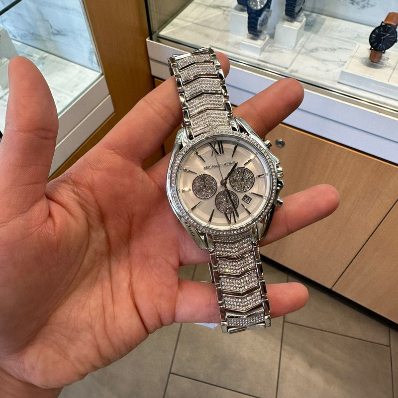 Michael Kors Whitney Chronograph Crystals Silver Dial Silver Steel Strap Watch For Women - MK6728 Buy Now By Michael Kors