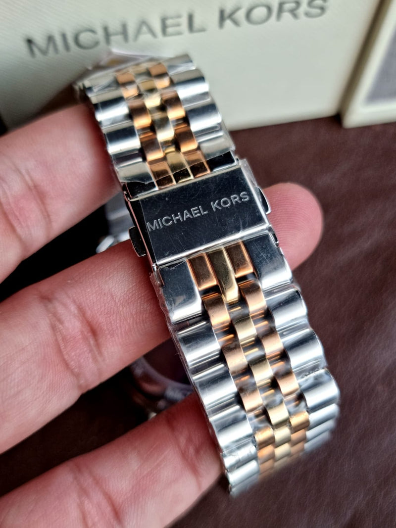 Michael Kors Lexington Chronograph Crystals Black Dial Two Tone Steel Strap Watch for Men - MK8714 Buy Now By Michael Kors