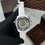 Shop Gucci Dive Automatic Transparent Dial White Rubber Strap Watch For Men - YA136343 in USA