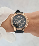 Michael Kors Sydney Pave Black Dial Black Silicone Strap Watch for Women - MK7245 Buy Now By Michael Kors