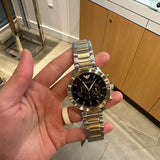 Emporio Armani Chronograph Black Dial Two Tone Steel Strap Watch For Men - AR11521