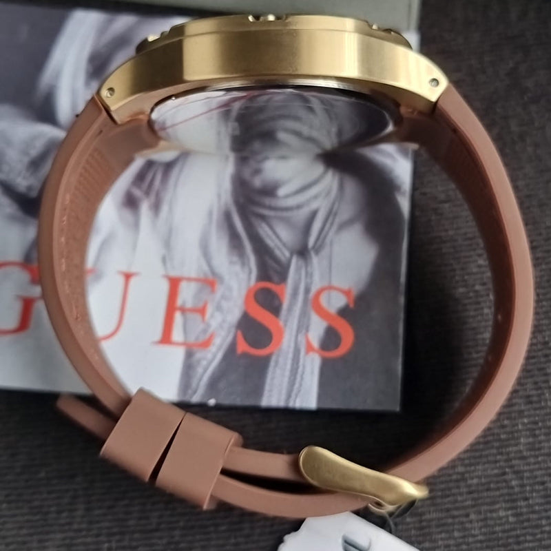 Guess Headline Chronograph Blue Dial Brown Silicone Strap Watch For Men - GW0571G5 Buy Now By Guess