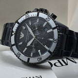 Emporio Armani Diver Chronograph Black Dial Black Steel Strap Watch For Men - AR80050 Buy Now By Emporio Armani