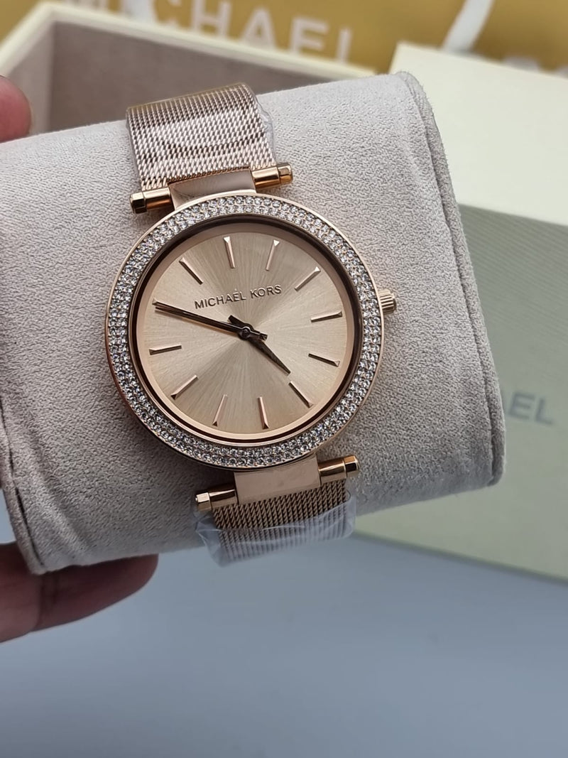 Michael Kors Darci Rose Gold Dial Rose Gold Mesh Bracelet Watch for Women - MK3369 Buy Now By Michael Kors