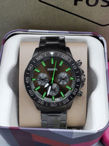 Fossil Bannon Multifunction Chronograph Green Dial Grey Steel Strap Watch for Men - BQ2504 Buy Now By Fossil