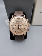 Emporio Armani Aviator Grey Dial Brown Leather Strap Watch For Men - AR11106 Buy Now By Emporio Armani