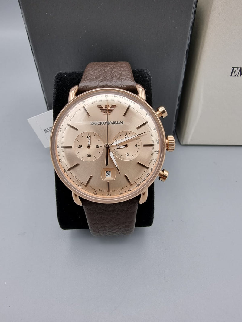 Emporio Armani Aviator Grey Dial Brown Leather Strap Watch For Men - AR11106 Buy Now By Emporio Armani