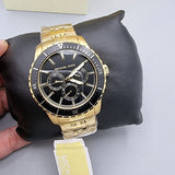 Michael Kors Cunningham Multifunction Black Dial Gold Steel Strap Watch For Men - MK7154 Buy Now By Michael Kors