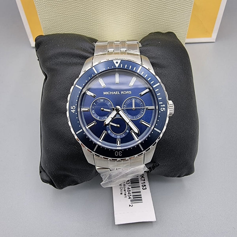 Michael Kors Cunningham Multifunction Blue Dial Silver Steel Strap Watch For Men - MK7153 Buy Now By Michael Kors