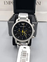 Emporio Armani Luigi Chronograph Black Dial Silver Steel Strap Watch For Men - AR11324 Buy Now By Emporio Armani