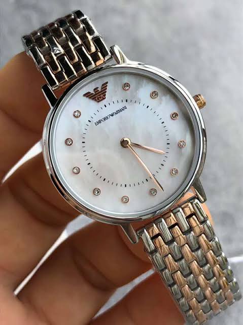 Emporio Armani Gianni T Bar Mother of Pearl Dial Two Tone Steel Strap Watch For Women - AR2508 Buy Now By Emporio Armani