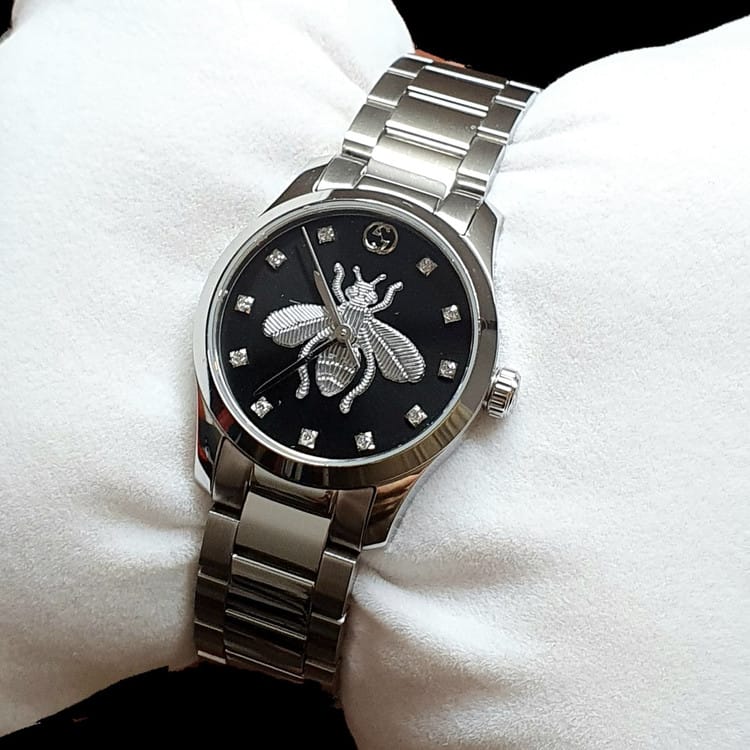 Gucci G Timeless Quartz Black Dial Silver Steel Strap Watch For Women - YA1264136 Buy Now By Gucci