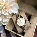 Shop Burberry The Classic Champagne Dial Gold Steel Strap Watch for Women - BU10109 in USA