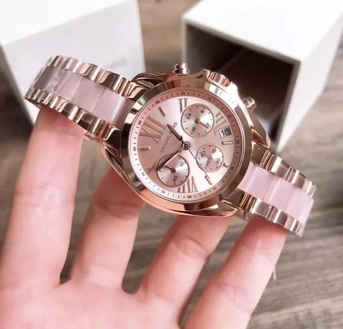 Michael Kors Bradshaw Rose Gold Dial Two Tone Steel Strap Watch for Women - MK6066 Buy Now By Michael Kors