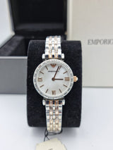 Emporio Armani Gianni T-Bar Silver Dial Two Tone Steel Strap Watch For Women - AR11293 Buy Now By Emporio Armani
