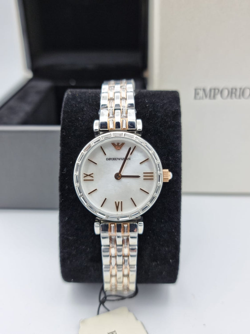 Emporio Armani Gianni T-Bar Silver Dial Two Tone Steel Strap Watch For Women - AR11293 Buy Now By Emporio Armani