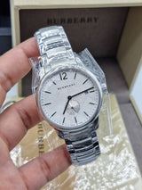 Shop Burberry The Classic Silver Dial Silver Steel Strap Watch for Men - BU10004 in USA