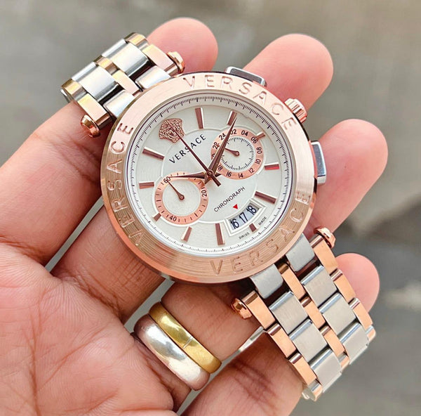 Versace V Extreme Chronograph White Dial Rose Gold Stainless Steel Watch for Women - VCN050017 Buy Now By Versace
