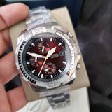 Fossil Bronson Chronograph Red Dial Silver Steel Strap Watch for Men - FS5878 Buy Now By Fossil